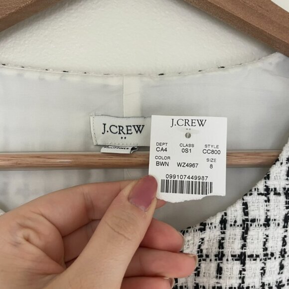 J Crew Factory Sleeveless Tweed Button Front Shift Dress Size 8 - Picture 3 of 6